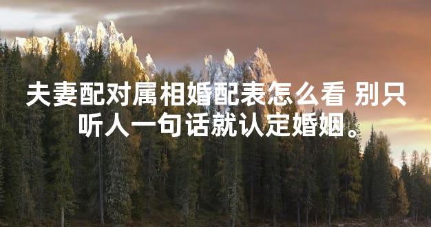 夫妻配对属相婚配表怎么看 别只听人一句话就认定婚姻。